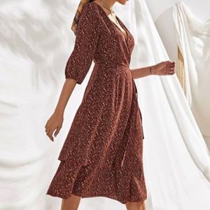 Ditsy Floral Print Tie Side Wrap Dress